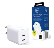 3mk Hyper Charger GaN PD QC4+ 2x USB-C 45W Biały