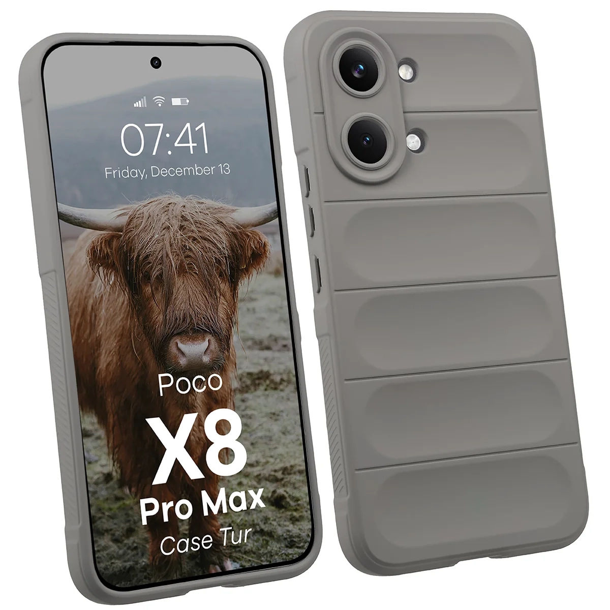 Etui Bizon Case Tur do Xiaomi POCO X8 Pro Max Jasnoszary