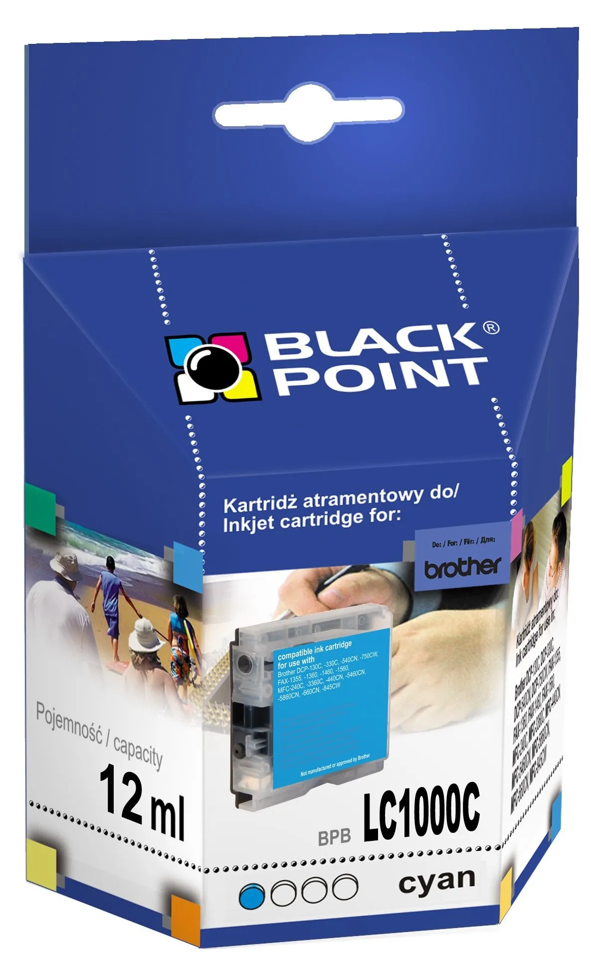 Tusz Black Point BPBLC1000C (zamiennik LC-1000C, LC-970C) Błękitny 12 ml