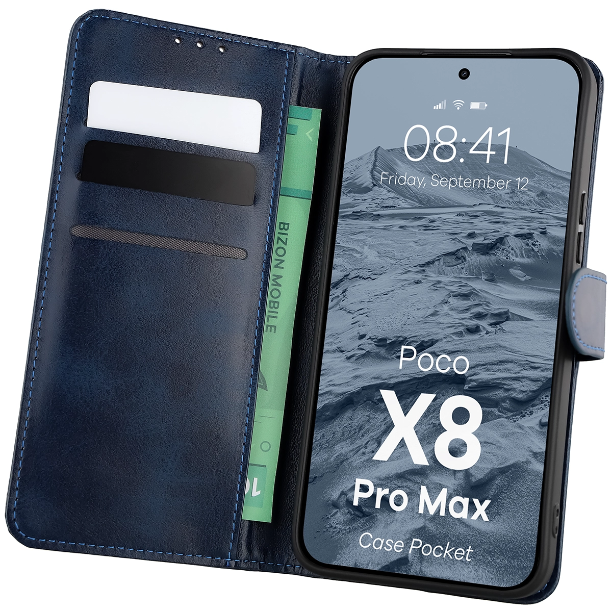 Etui Bizon Case Pocket do Xiaomi POCO X8 Pro Max Granatowy