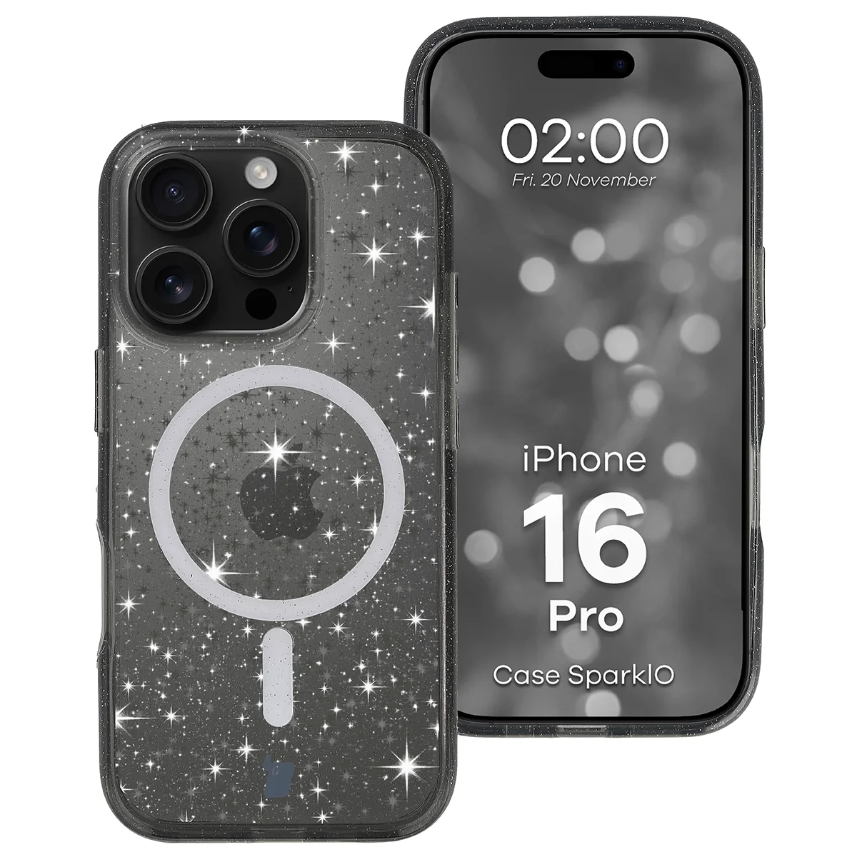Etui Bizon Case SparklO do iPhone 16 Pro Czarny