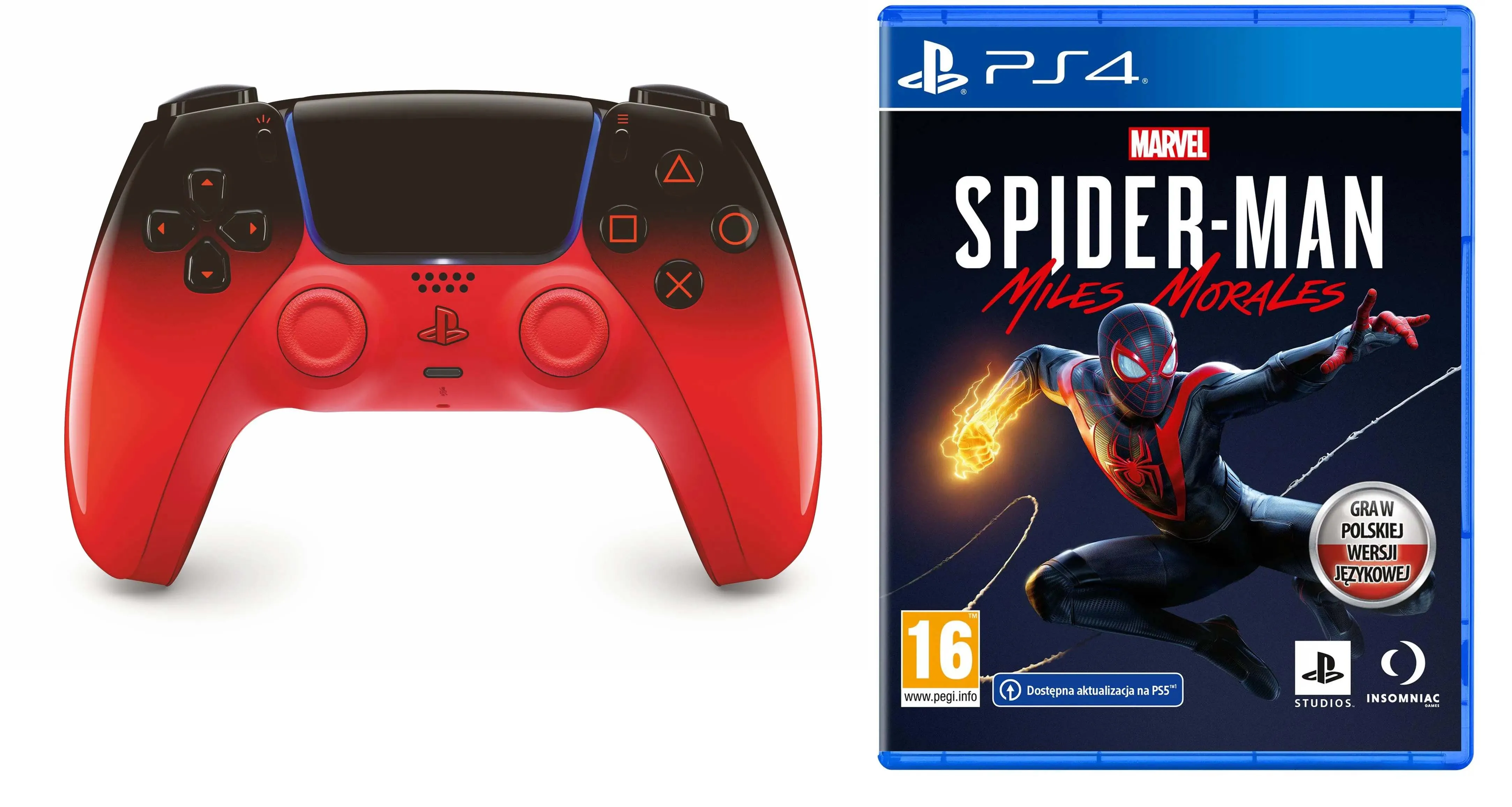 Pad Sony DualSense Techno Red do PS5 Bezprzewodowy Czerwony + Marvel’s Spider-Man: Miles Morales Gra na PS4