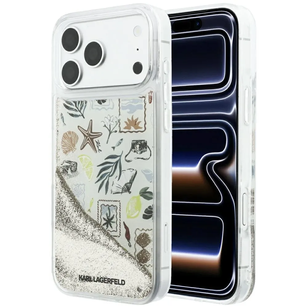 Etui Karl Lagerfeld Liquid Glitter Beach & Sand do iPhone 18 Pro Max / 17 Pro Max Beżowy
