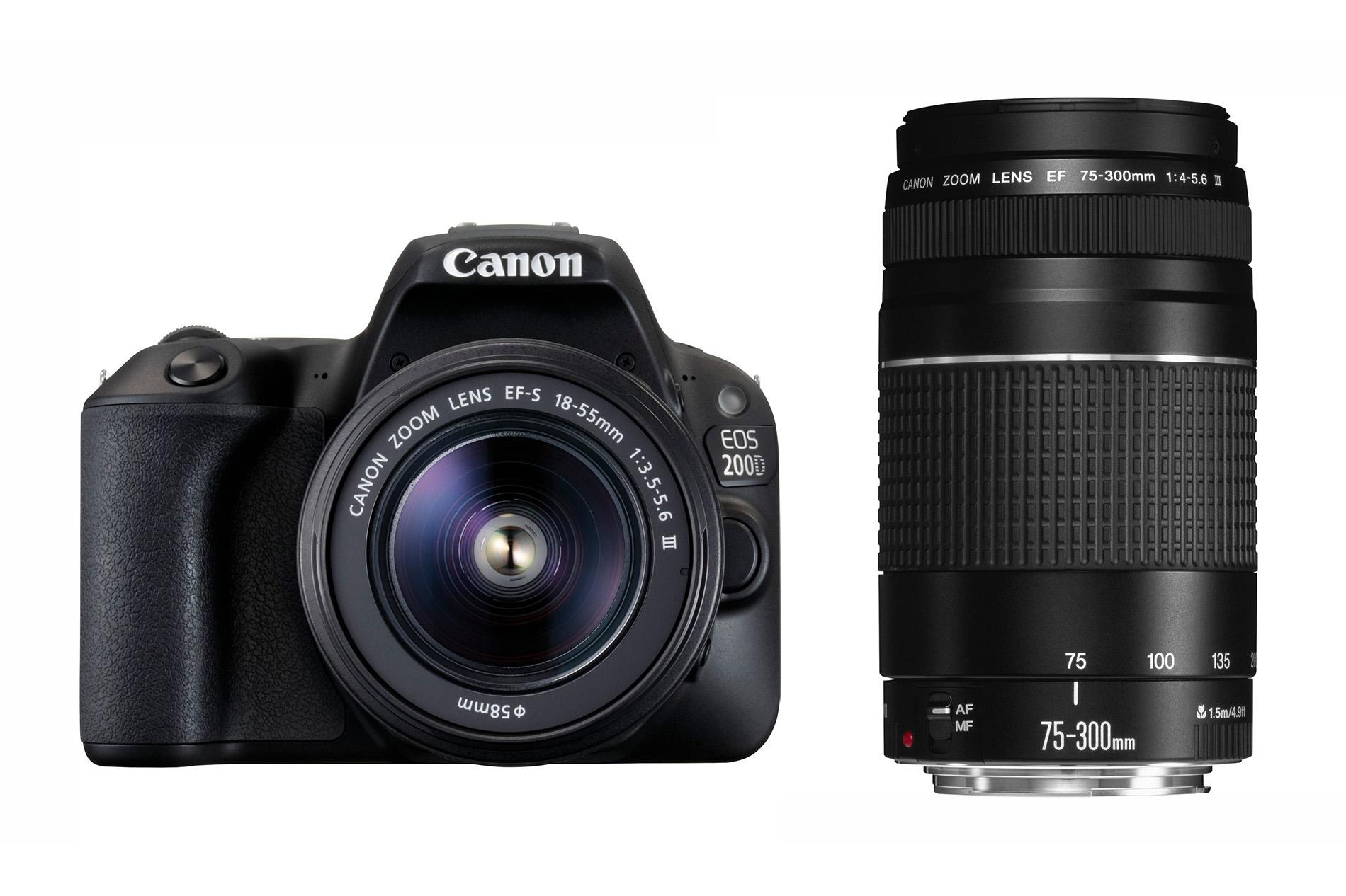 Lustrzanka Canon EOS 200D + EF-S 18-55mm III + EF 75-300mm III (czarny)