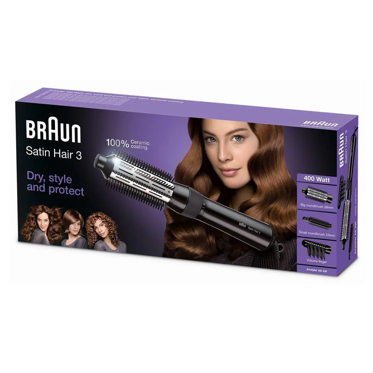 Suszarko-lokówka Braun Satin Hair 3 Airstyler AS330 400W Średnica szczotki 18mm 36mm 2 poziomy temperatury