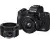 Canon EOS M50 + 15-45mm + 50mm + adapter EF-EOS M (czarny)