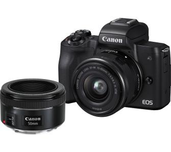 bezlusterkowiec Canon EOS M50 + 15-45mm + 50mm + adapter EF-EOS M (czarny)