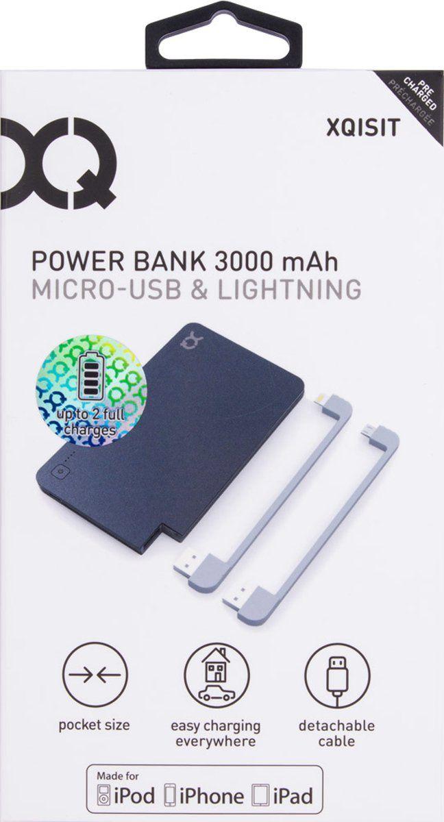 Powerbank Xqisit Lightning/micro USB 3000 mAh (czarny)
