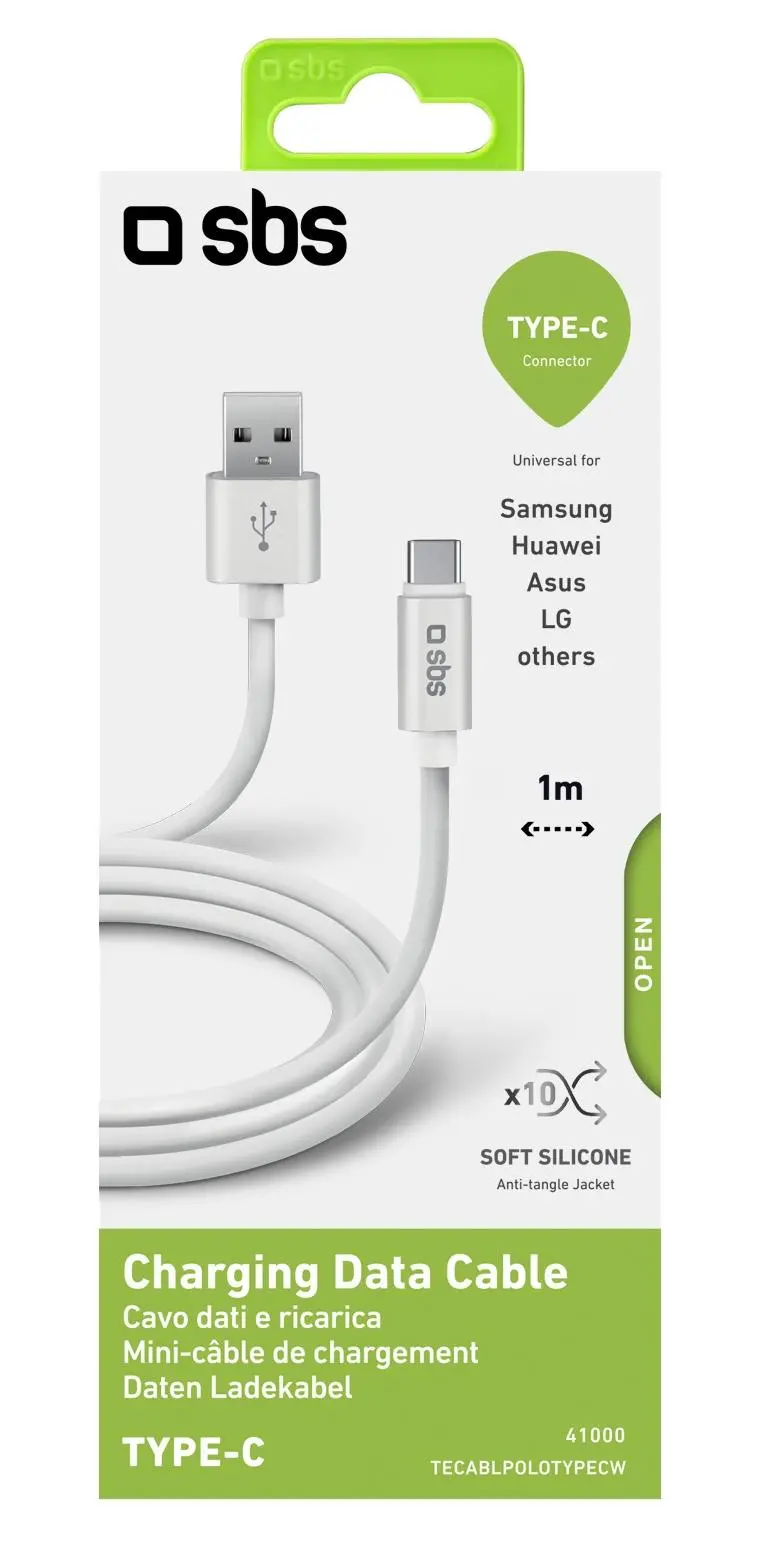 Kabel SBS TECABLPOLOTYPECW USB typ C silikon POLO 1,5m Biały