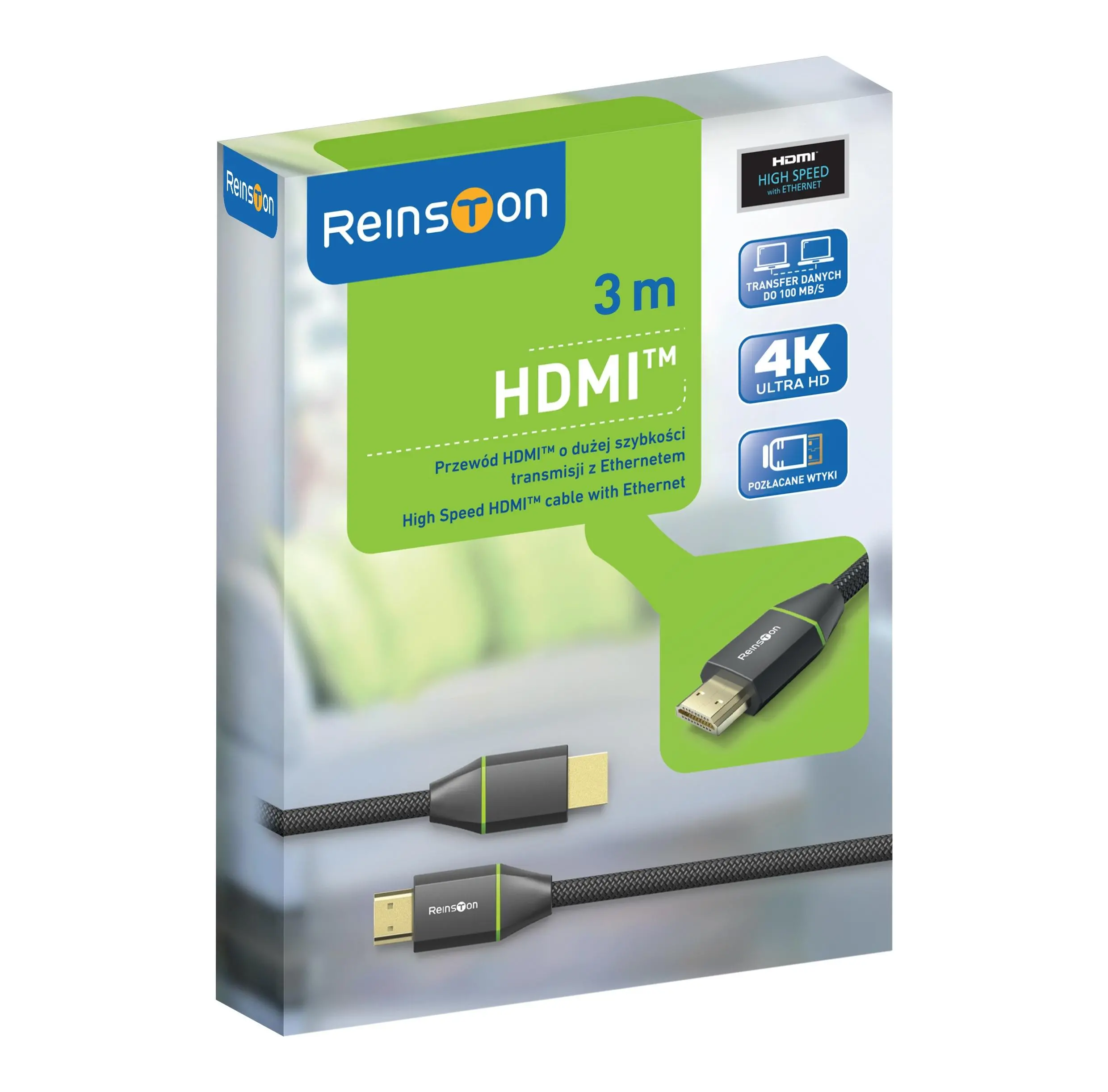 Kabel HDMI Reinston EK021 3m Srebrny