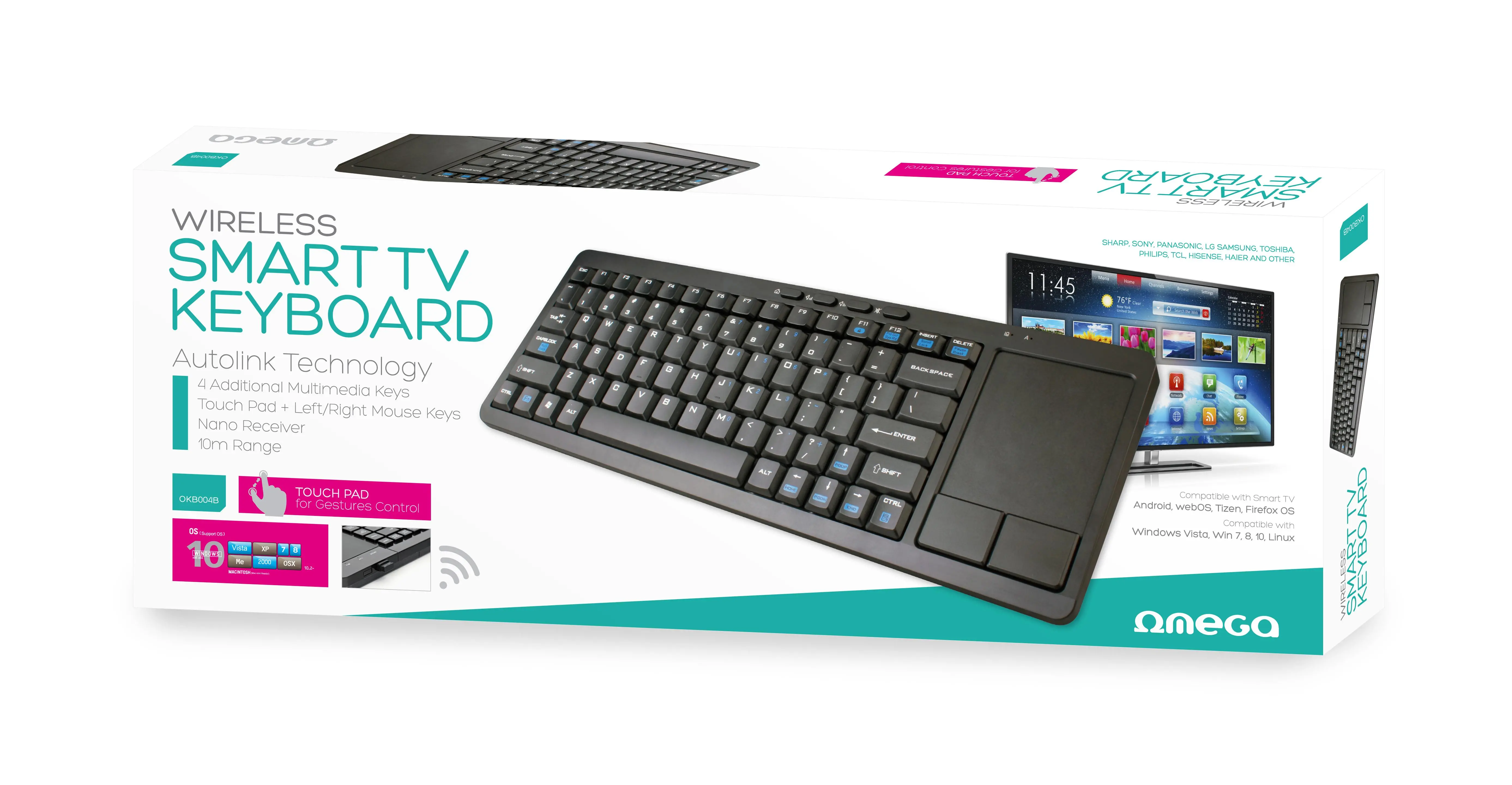 Klawiatura membranowa Omega Wireless Smart TV Keyboard Czarny