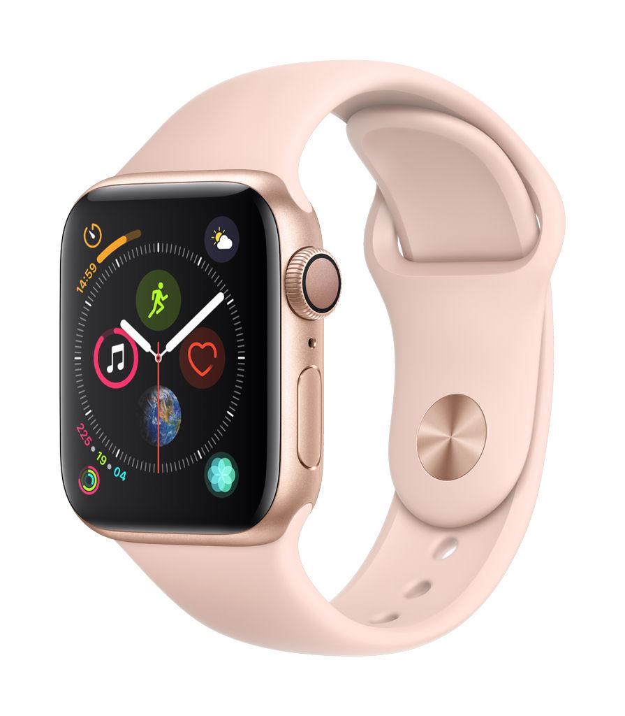 Apple Watch 4 40mm Koperta z aluminium w kolorze złotym z paskiem sportowym w kolorze piaskowego różu
