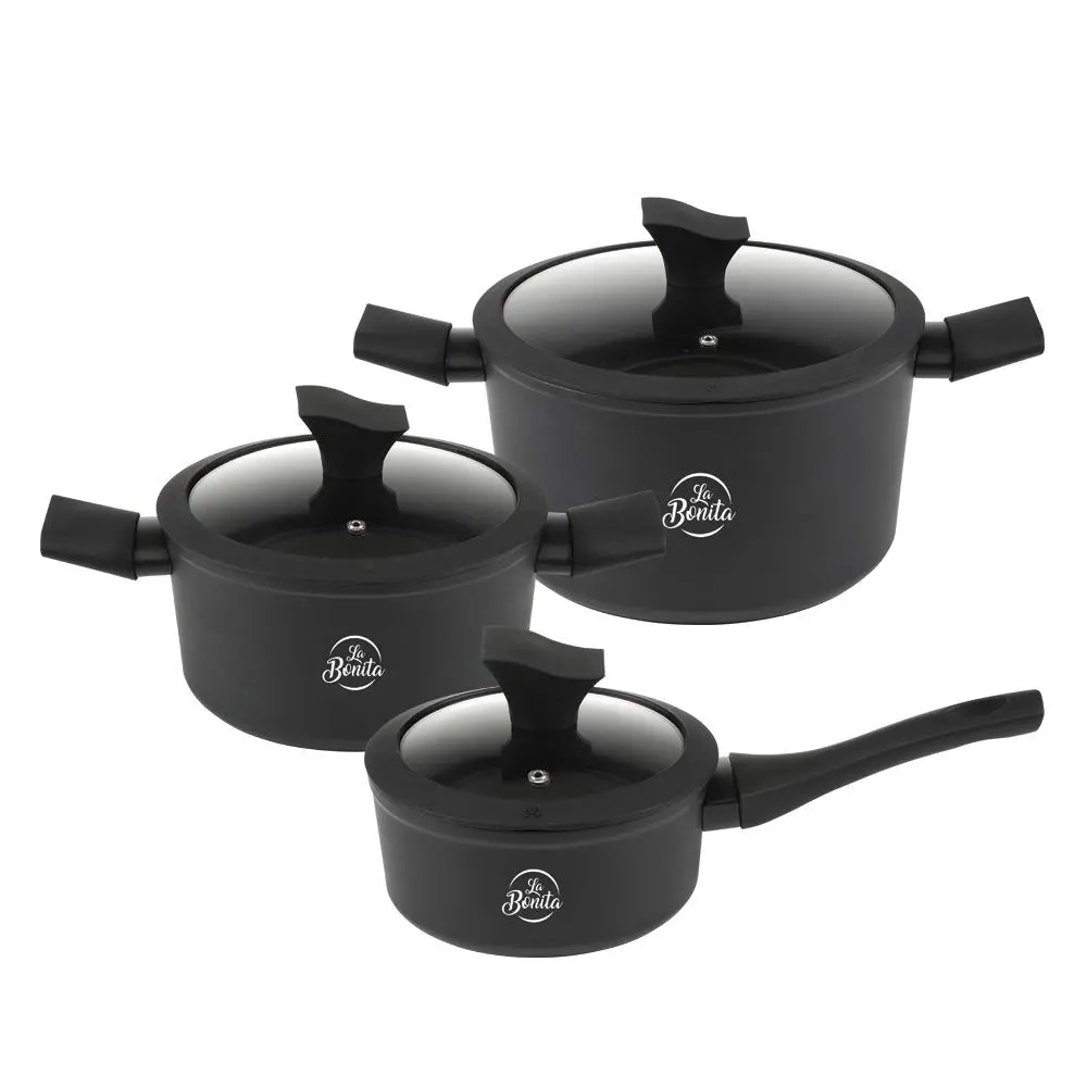 Zestaw garnków La Bonita Carbon Indukcja Aluminium 6 elementów