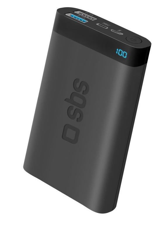 Powerbank SBS TEBB10000POCLCDK 10000mAh LCD USB-C Lightning Czarny