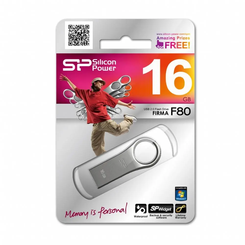 PenDrive Silicon Power Firma  F80 16GB USB 2.0 Srebrny