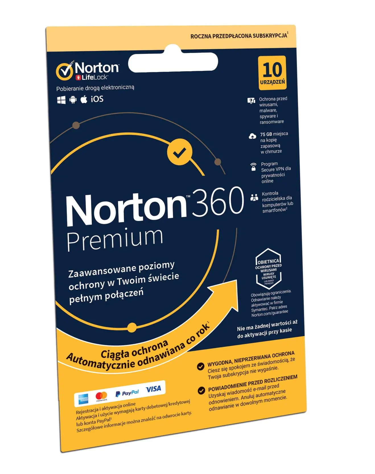 Antywirus Norton Subskrypcja 360 Premium 75GB 10 Urządzeń/1 Rok Kod aktywacyjny