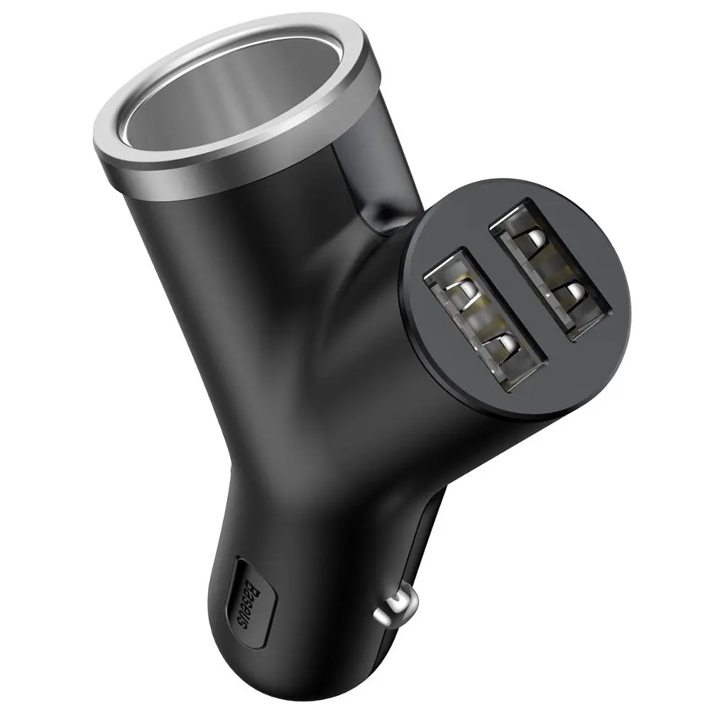 Ładowarka samochodowa Baseus Y Type 2xUSB Czarny
