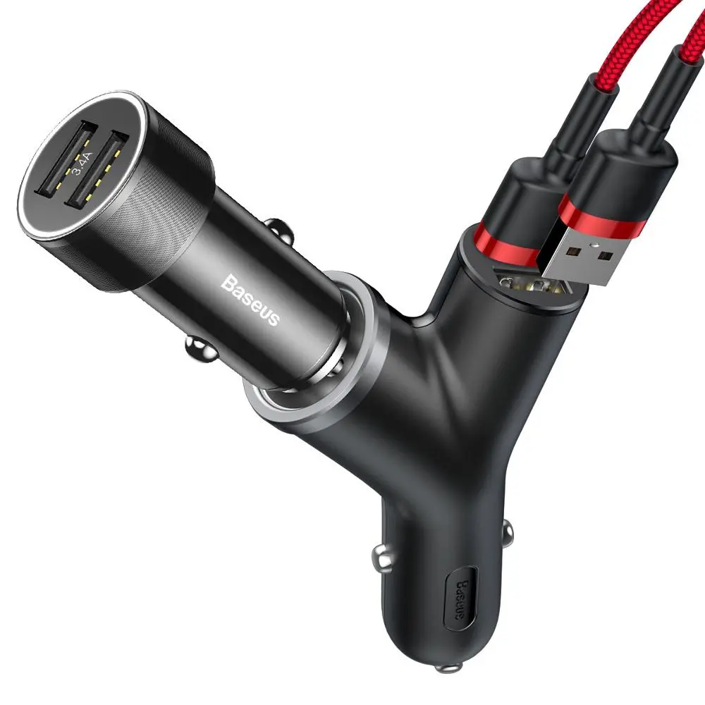 Ładowarka samochodowa Baseus Y Type 2xUSB Czarny