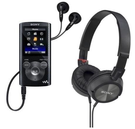 Odtwarzacz Sony NWZ-E384 (czarny) + słuchawki MDR-ZX300 (czarny)