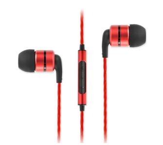 Słuchawki przewodowe SoundMAGIC E80C - dokanałowe - mikrofon - czerwony