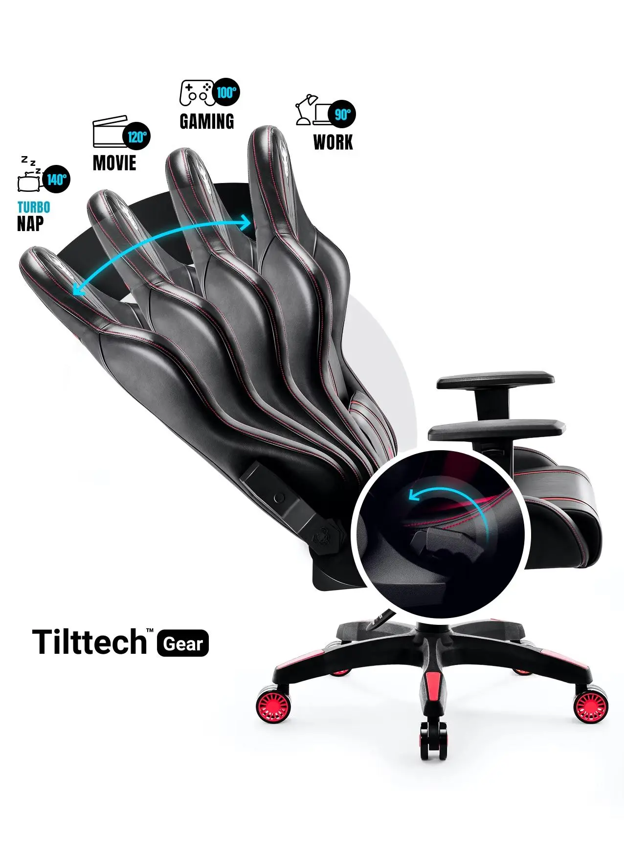 Fotel Diablo Chairs X-One 2.0 King Size Gamingowy do 160kg Skóra ECO Tkanina Czarno-czerwony