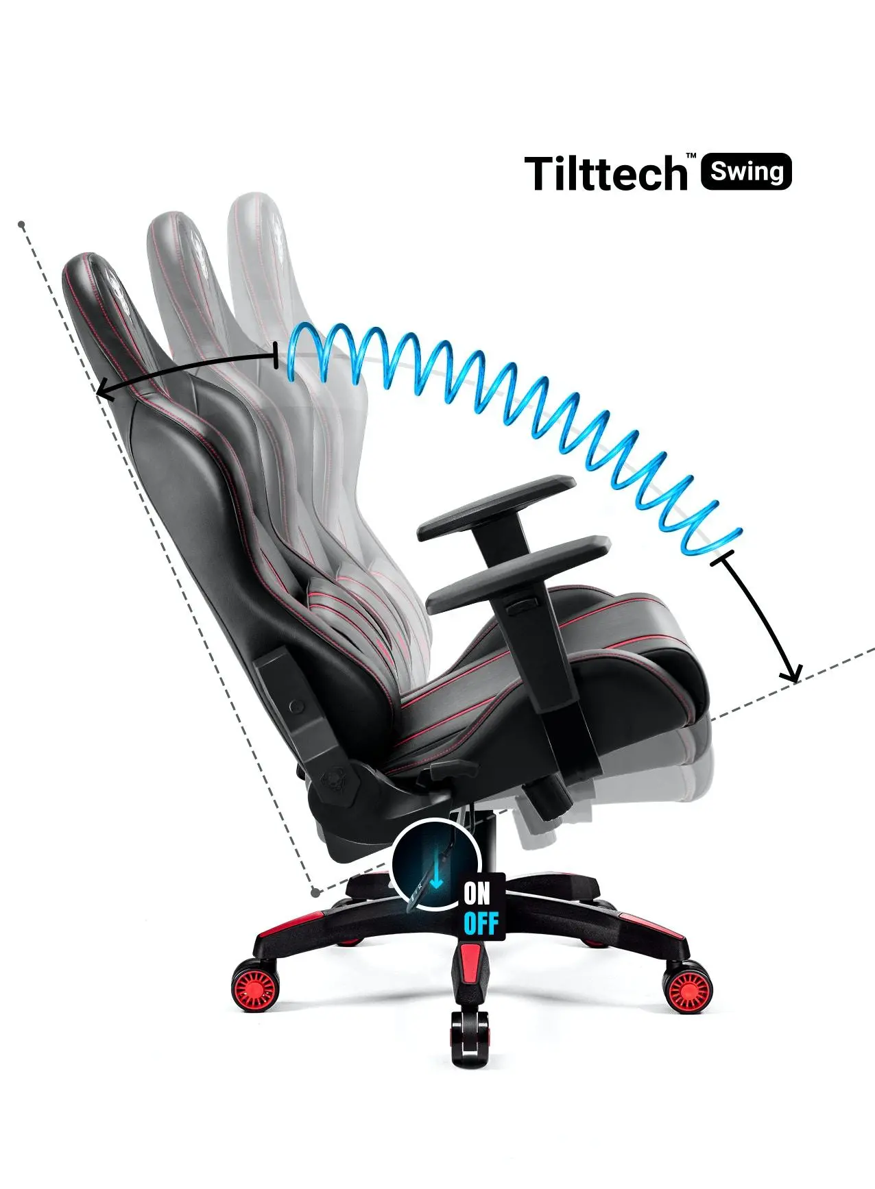 Fotel Diablo Chairs X-One 2.0 King Size Gamingowy do 160kg Skóra ECO Tkanina Czarno-czerwony