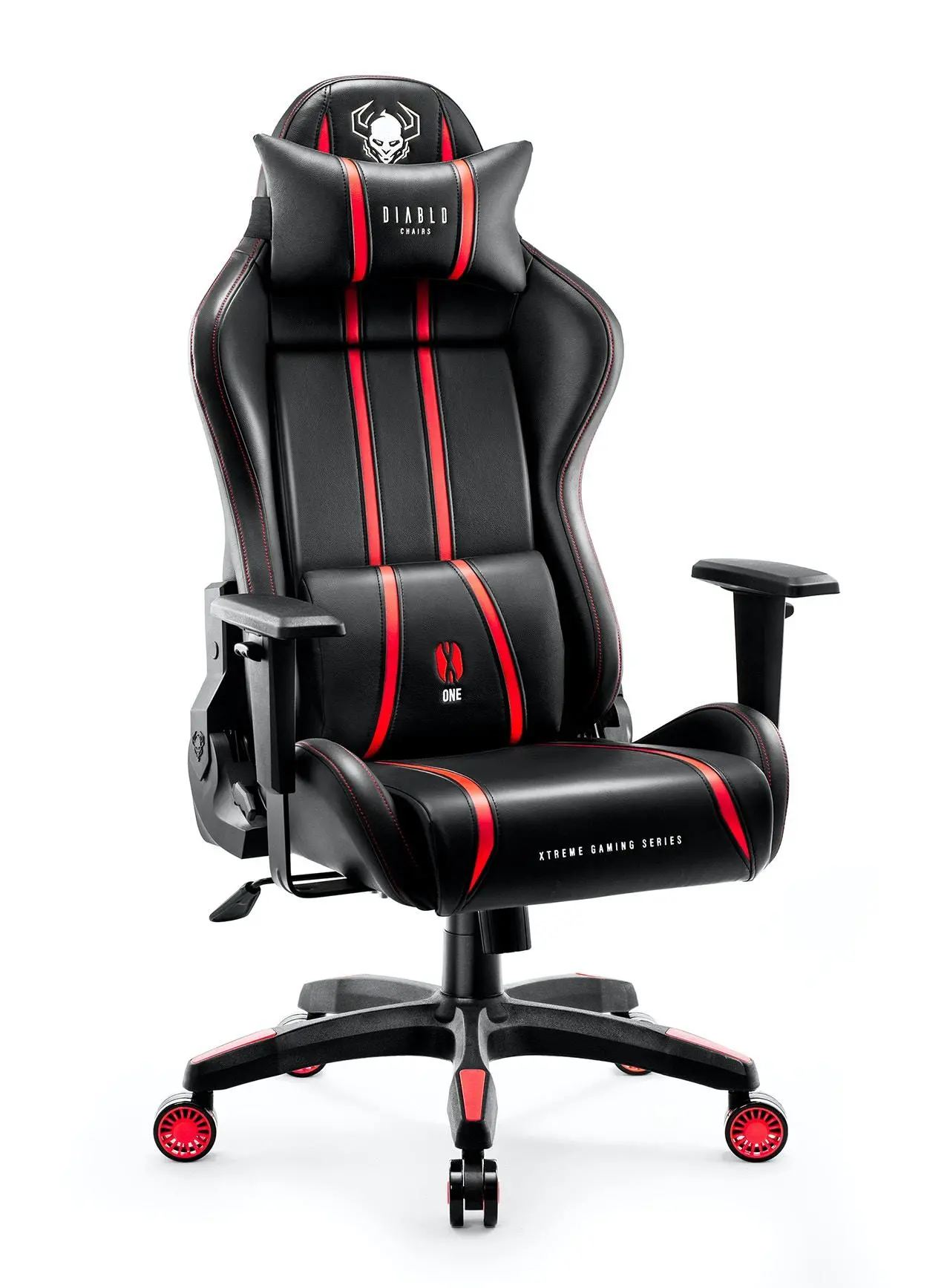 Fotel Diablo Chairs X-One 2.0 King Size Gamingowy do 160kg Skóra ECO Tkanina Czarno-czerwony