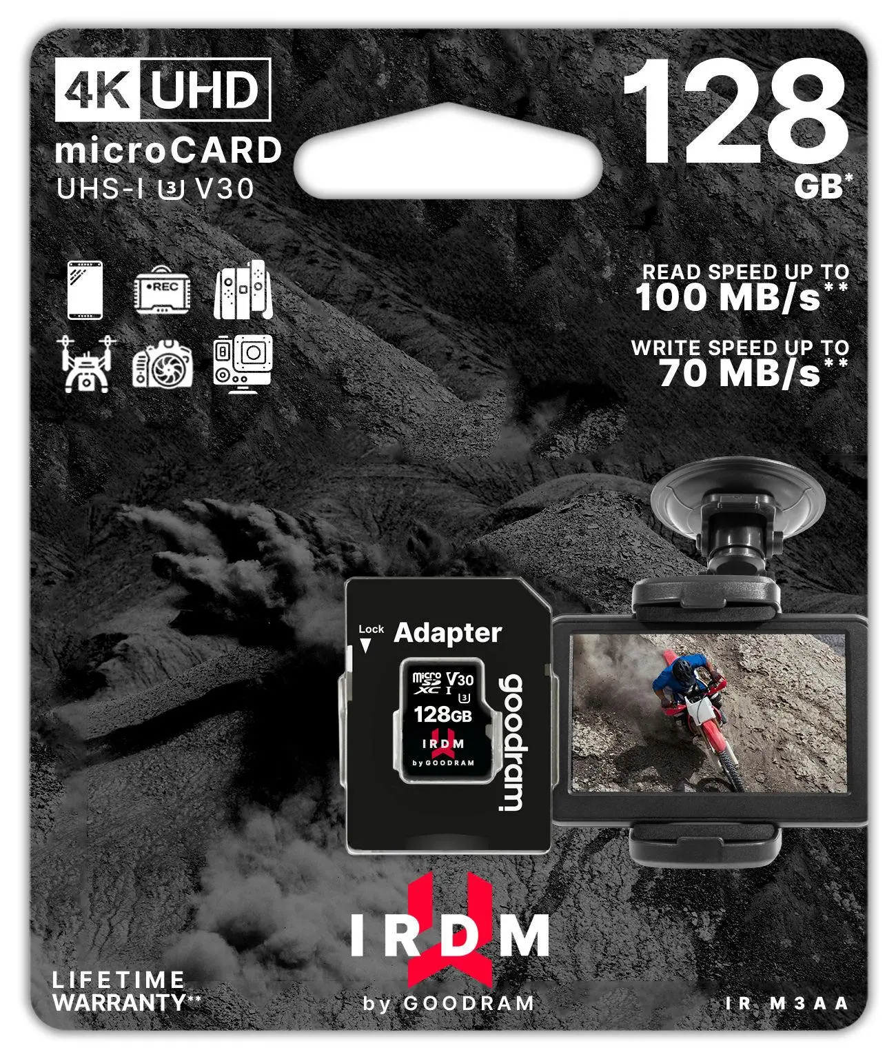 Karta pamięci GoodRam IRDM microSDXC 128GB UHS I U3 100/70 MB V30