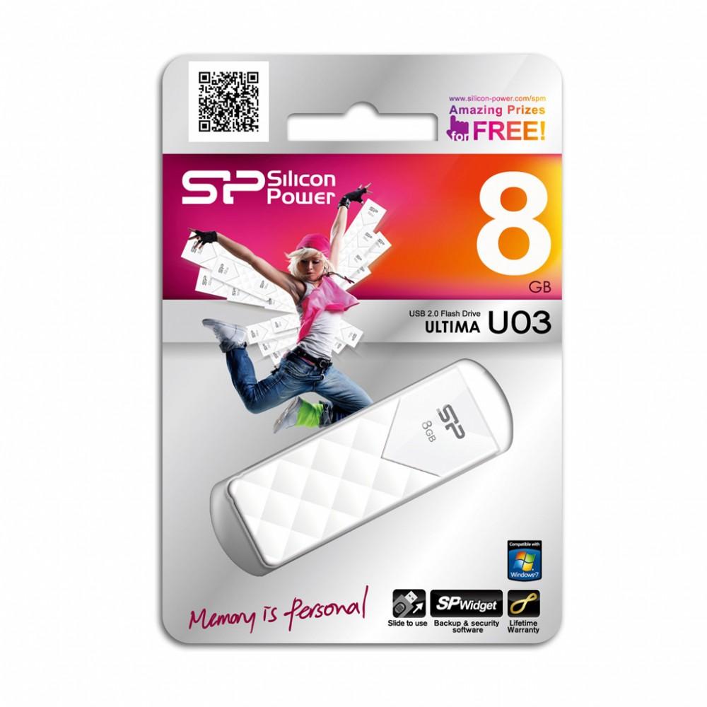 PenDrive Silicon Power Ultima U03 8GB USB 2.0 (biały)