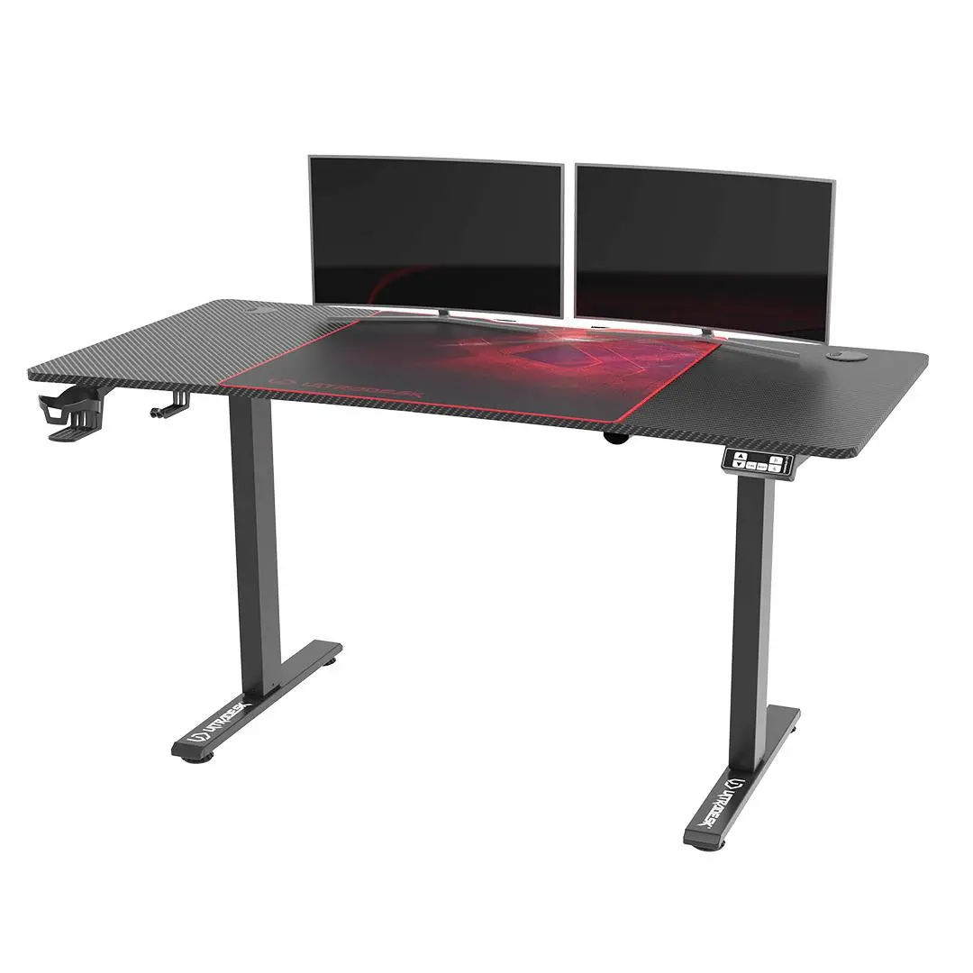 Biurko Ultradesk LEVEL V2 140cm Regulacja wysokości Czarno-czerwony