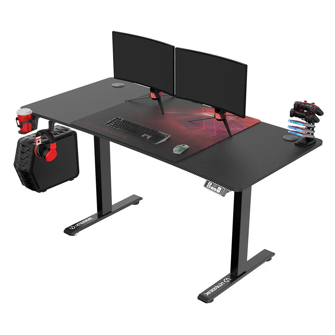 Biurko Ultradesk LEVEL V2 140cm Regulacja wysokości Czarno-czerwony