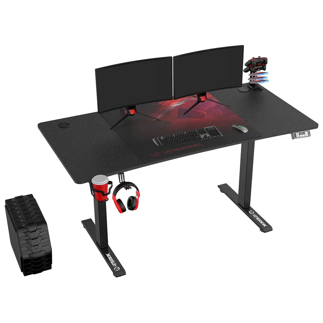Biurko Ultradesk LEVEL V2 140cm Regulacja wysokości Czarno-czerwony