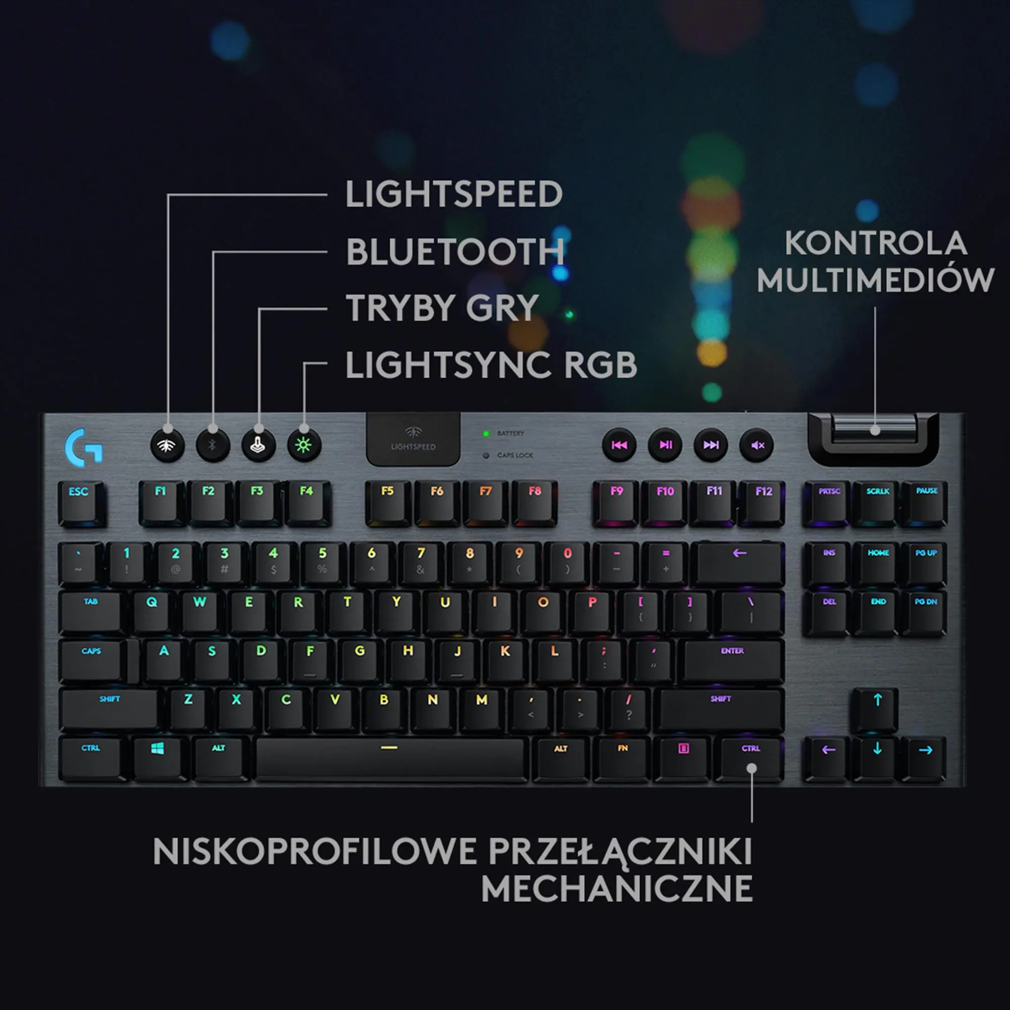Klawiatura mechaniczna Logitech G915 TKL LIGHTSPEED GL Linear Czarny