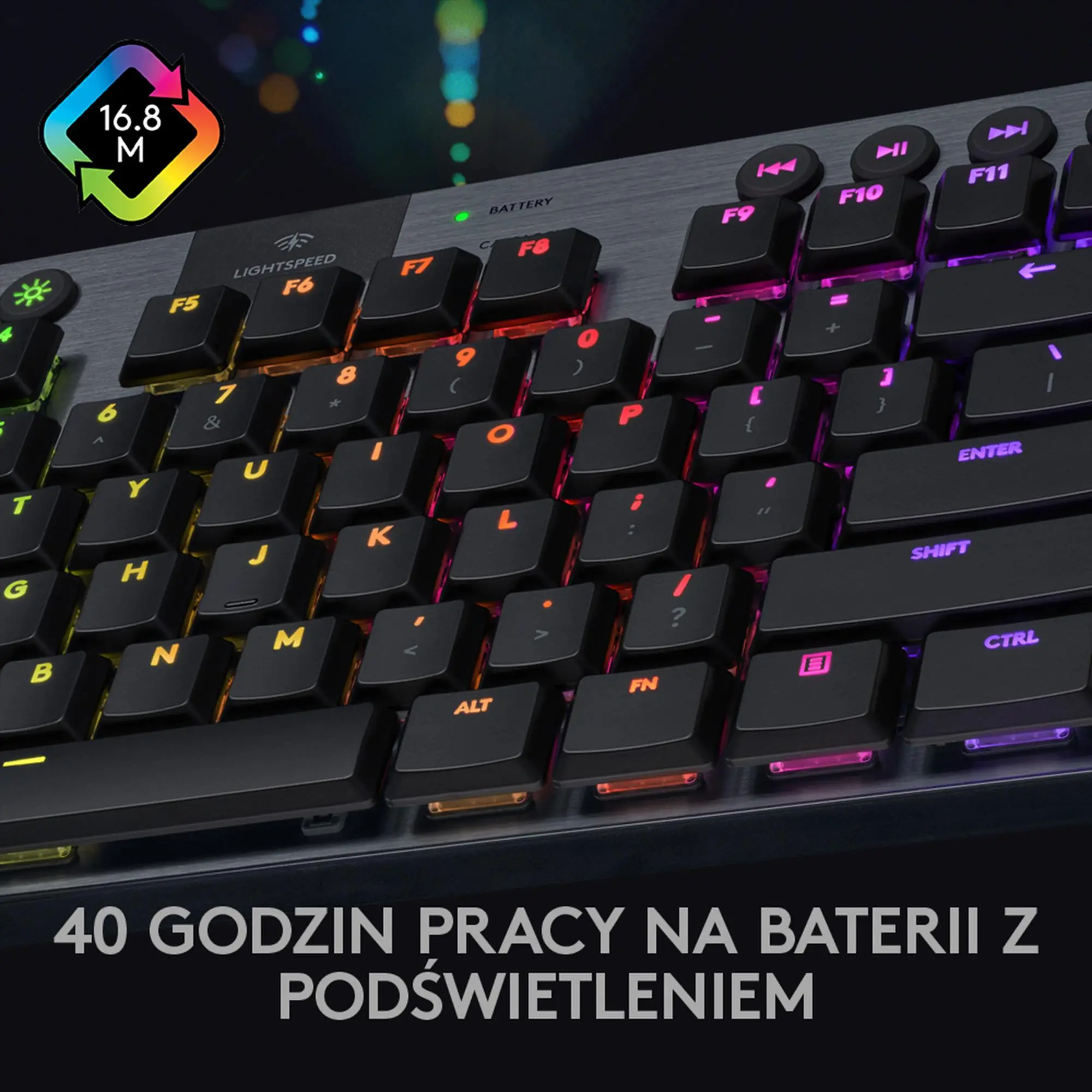 Klawiatura mechaniczna Logitech G915 TKL LIGHTSPEED GL Linear Czarny
