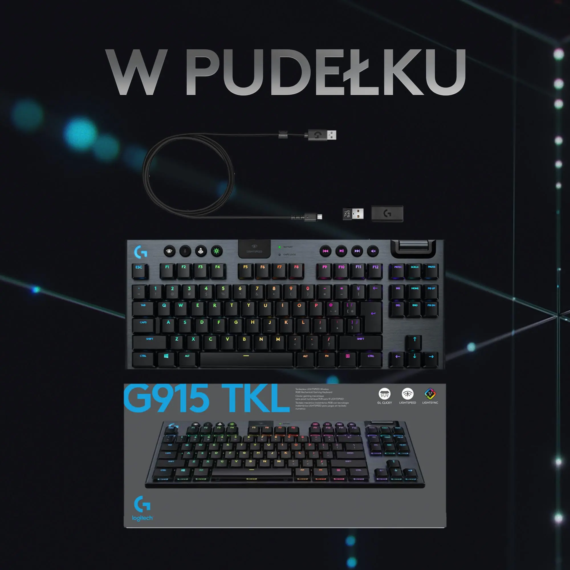 Klawiatura mechaniczna Logitech G915 TKL LIGHTSPEED GL Linear Czarny