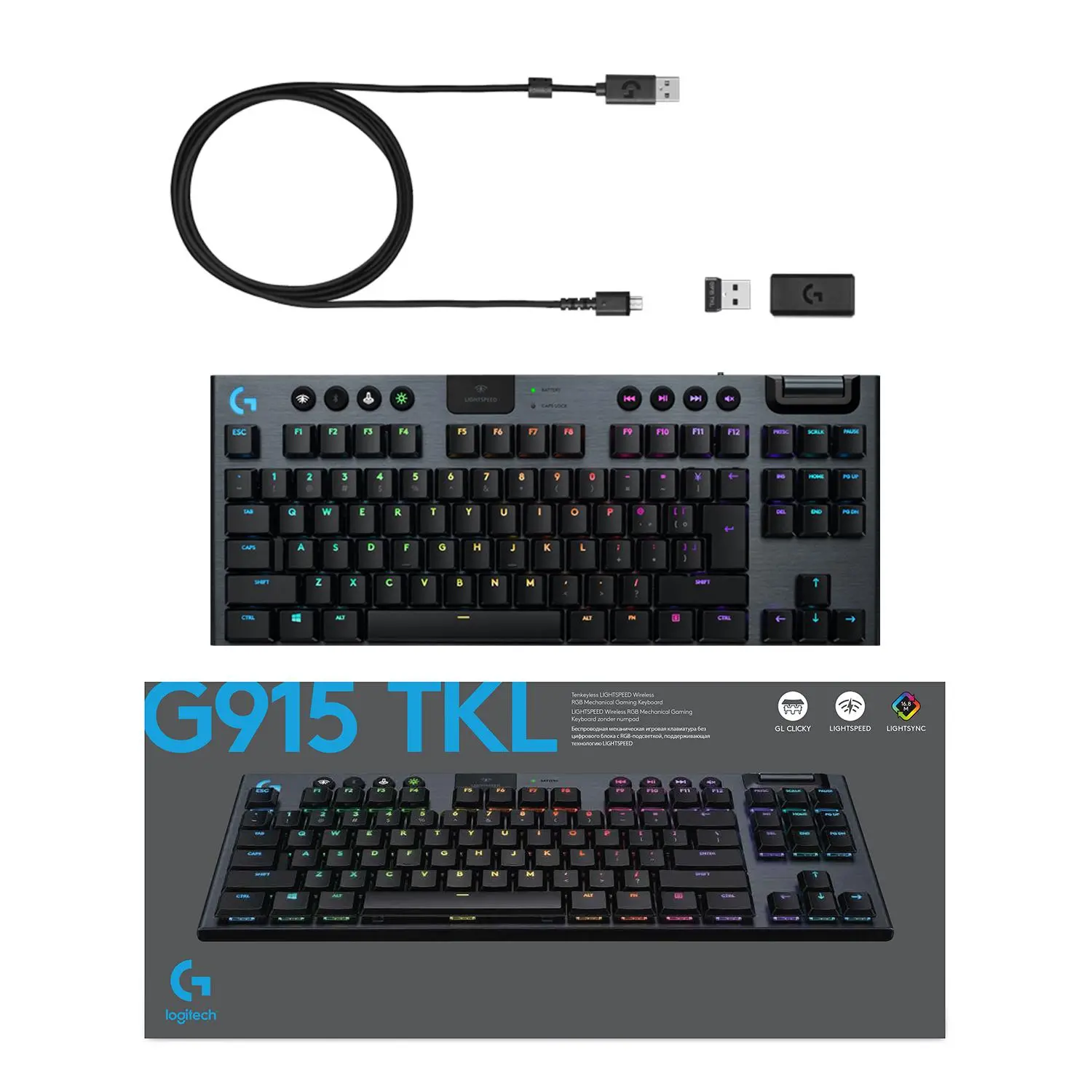 Klawiatura mechaniczna Logitech G915 TKL LIGHTSPEED GL Linear Czarny
