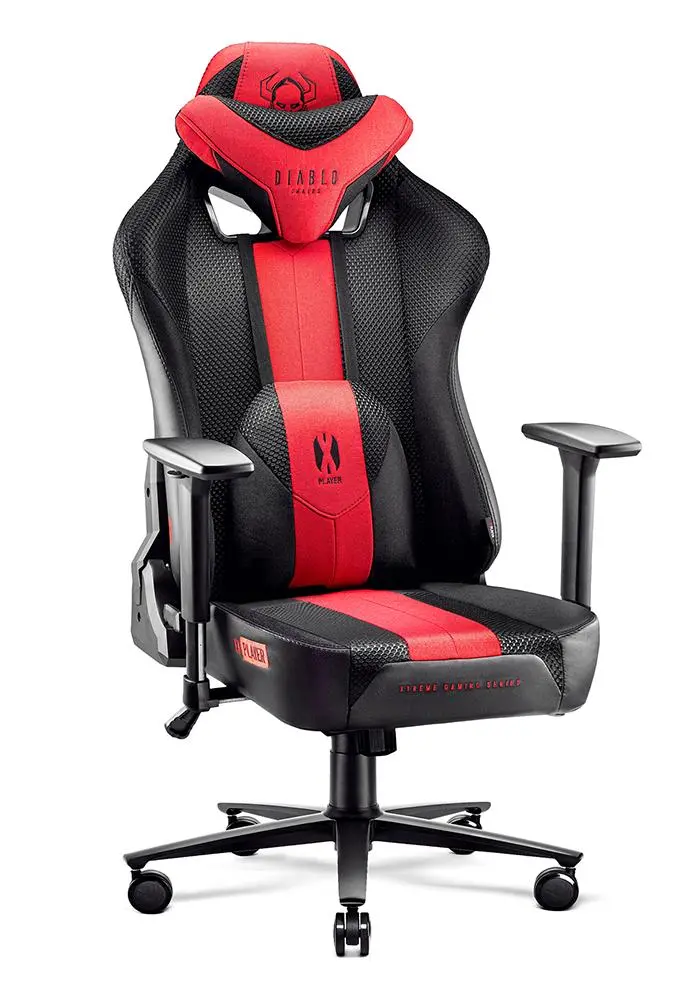 Fotel Diablo Chairs X-Player 2.0 King Size Gamingowy do 160kg Skóra ECO Tkanina Karmazynowo-antracytowy