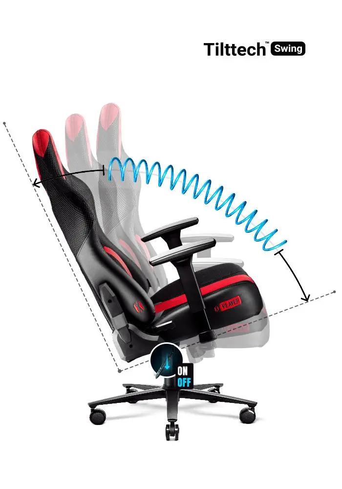 Fotel Diablo Chairs X-Player 2.0 King Size Gamingowy do 160kg Skóra ECO Tkanina Karmazynowo-antracytowy