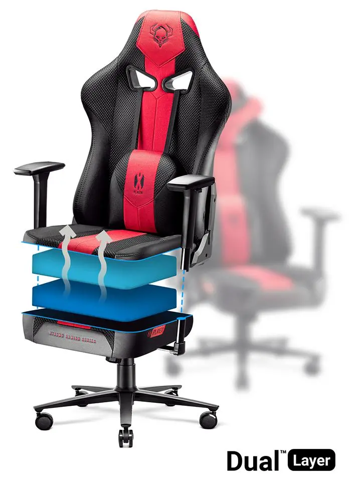 Fotel Diablo Chairs X-Player 2.0 King Size Gamingowy do 160kg Skóra ECO Tkanina Karmazynowo-antracytowy