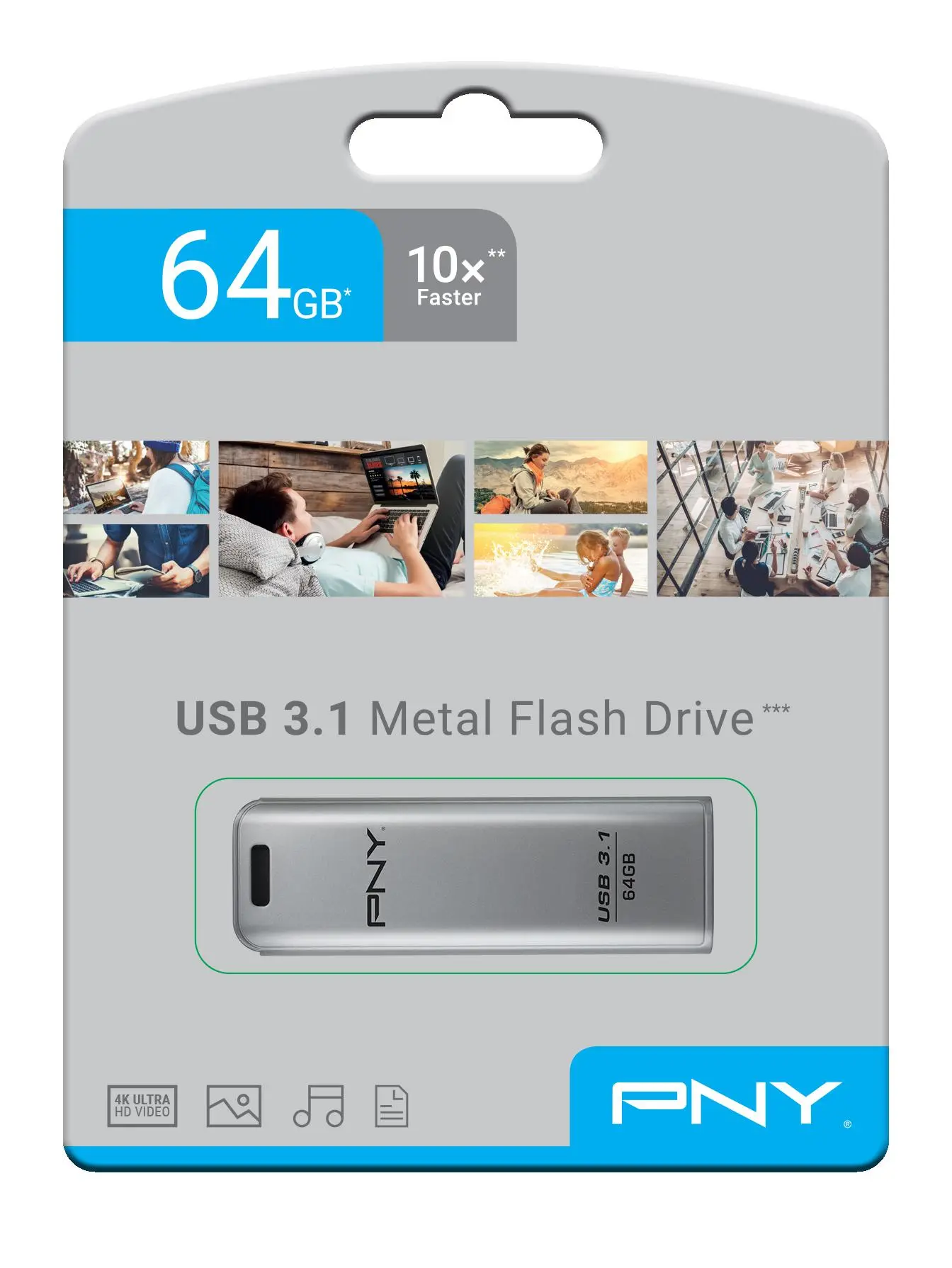 PenDrive PNY Elite Steel 64GB USB 3.1 Srebrny