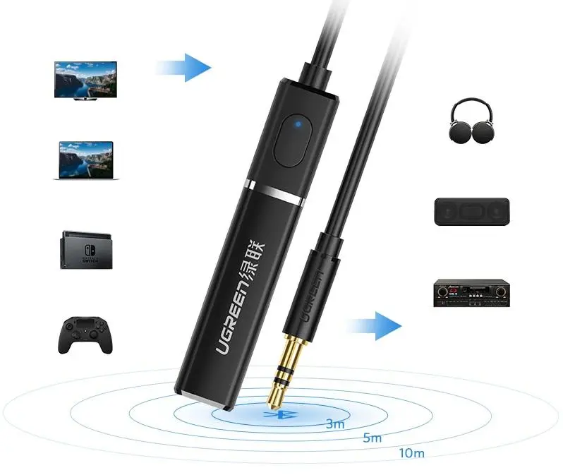 Adapter Bluetooth UGREEN CM107 Nadajnik audio Bluetooth 5.0 aptX / jack 3,5mm