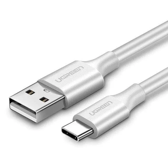 Kabel UGREEN Niklowany USB-C QC3,0 0,25m Biały