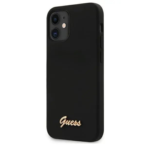Etui Guess Silicone Script Gold Logo GUHCP12SLSLMGBK do iPhone 12 mini