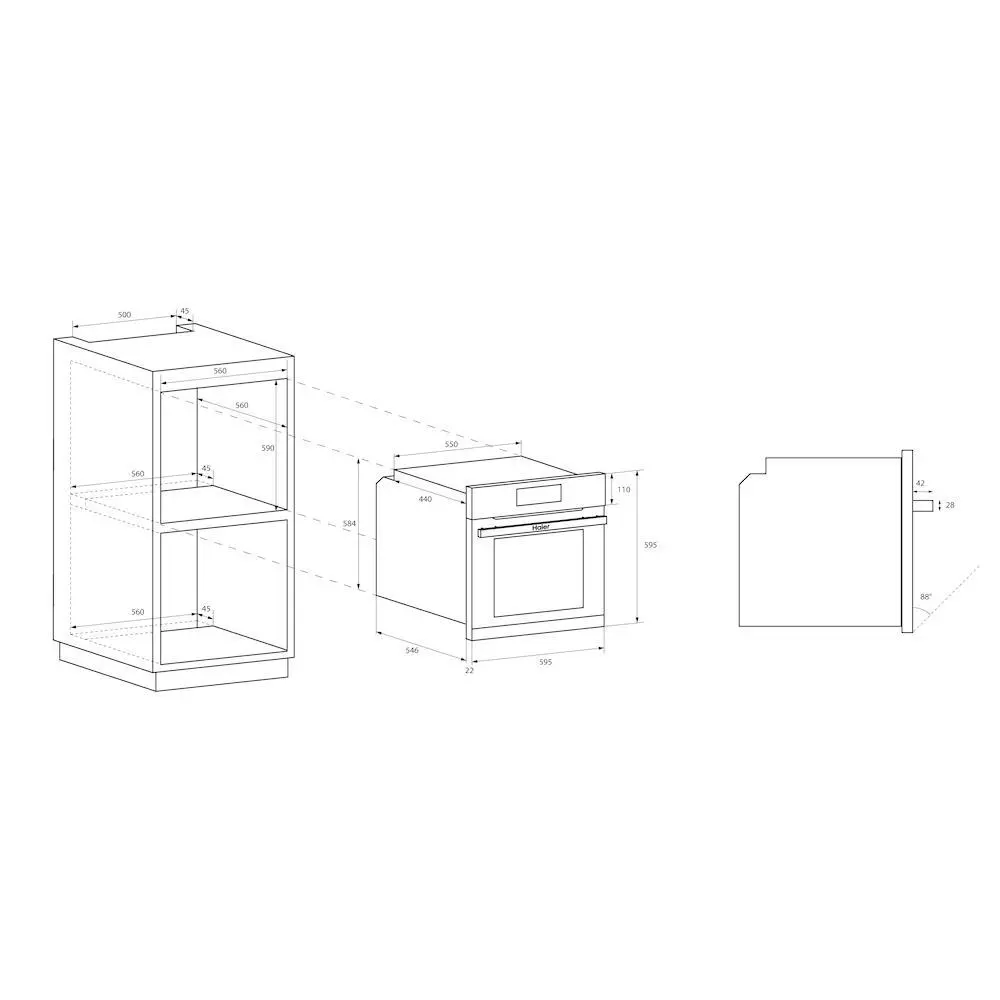 Piekarnik elektryczny Haier I-Touch 4 HWO60SM5T5BH Termoobieg Termosonda Czarny