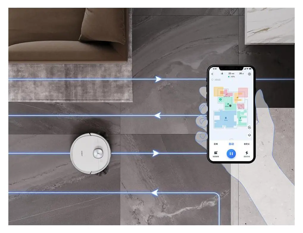 Robot sprzątający Ecovacs Deebot T9+ Funkcja mopowania Stacja oczyszczająca Tworzenie mapy pomieszczenia 67dB