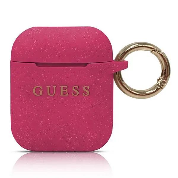 Etui na słuchawki Guess GUACCSILGLFU Silikonowe etui AirPods Fuksja