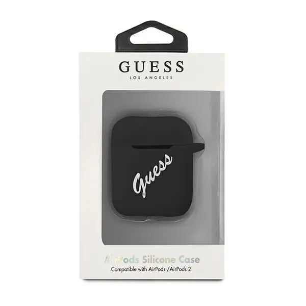 Etui na słuchawki Guess GUACA2LSVSBW Vintage AirPods Czarny/Biały