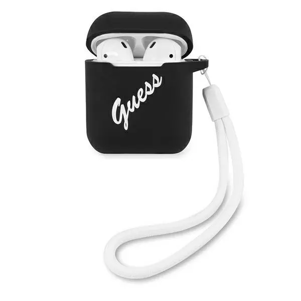 Etui na słuchawki Guess GUACA2LSVSBW Vintage AirPods Czarny/Biały