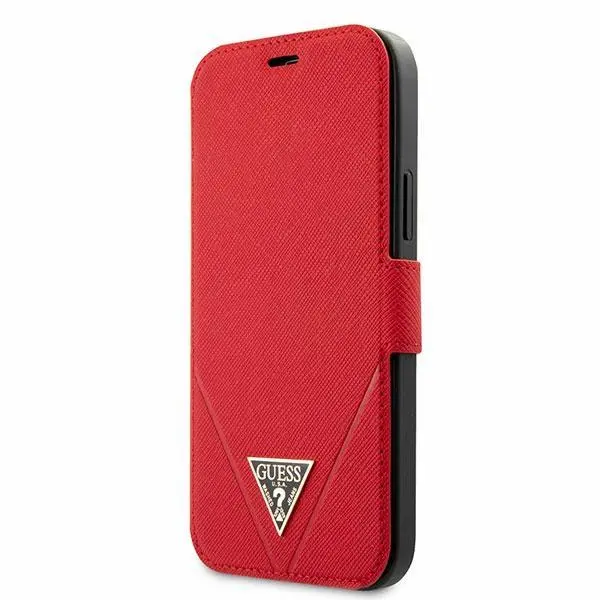 Etui Guess Saffiano Triangle Logo Book GUFLBKP12MVSATMLRE do iPhone 12/12 Pro