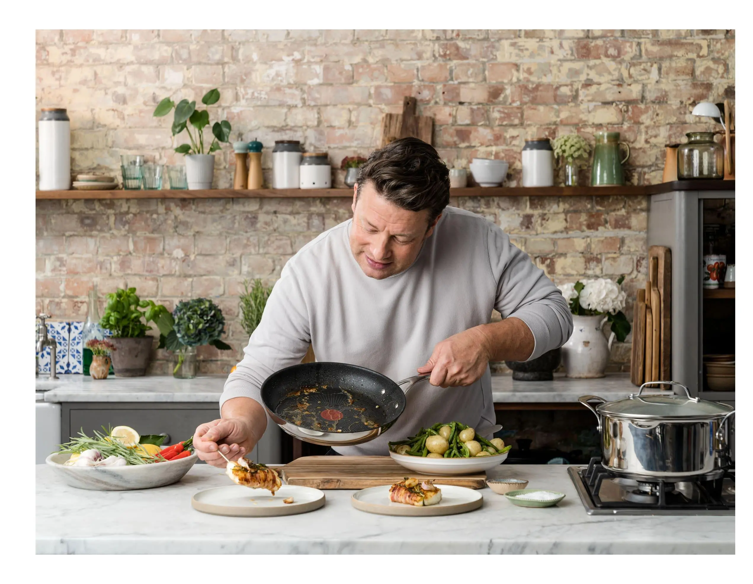 Zestaw garnków Tefal Jamie Oliver Cooks Direct E304SA55 Indukcja Stal nierdzewna 10 elementów